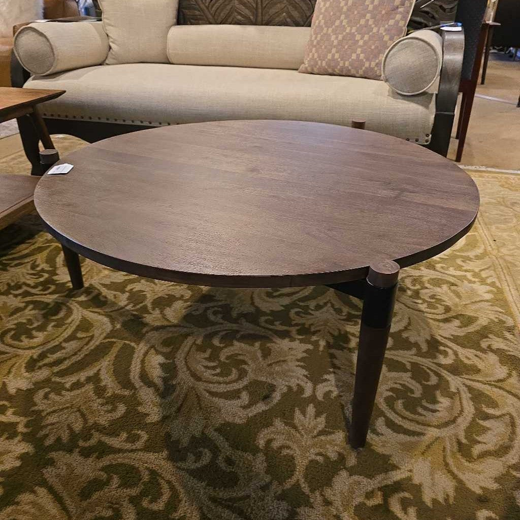 Round Dark Wood Coffee Table