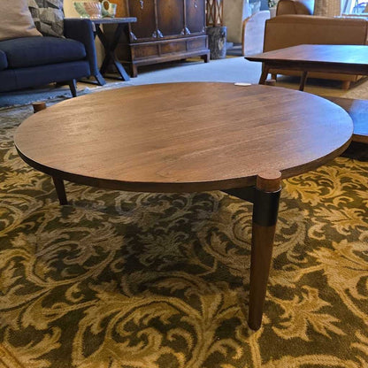 Round Dark Wood Coffee Table C COFFEE TABLES