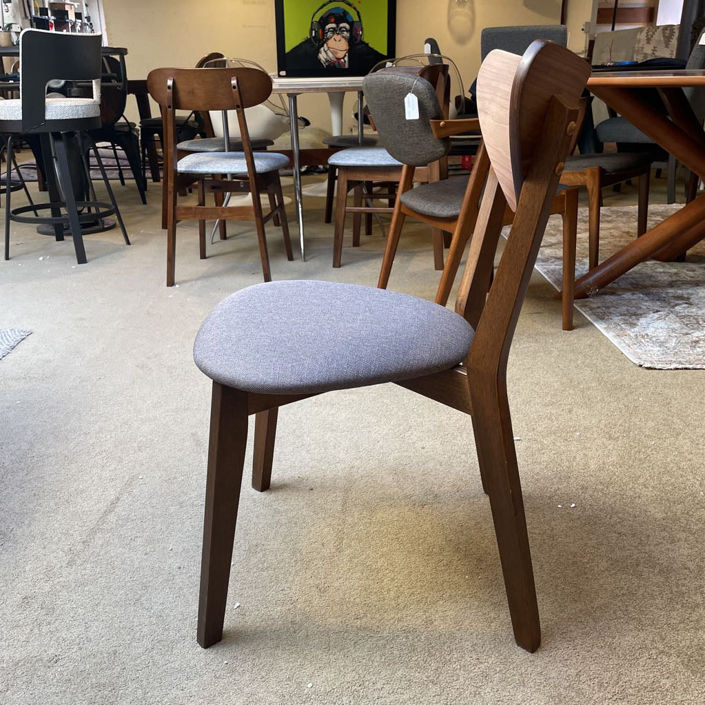 Grey Fabric Walnut Dining Chair C DINING CHAIRS