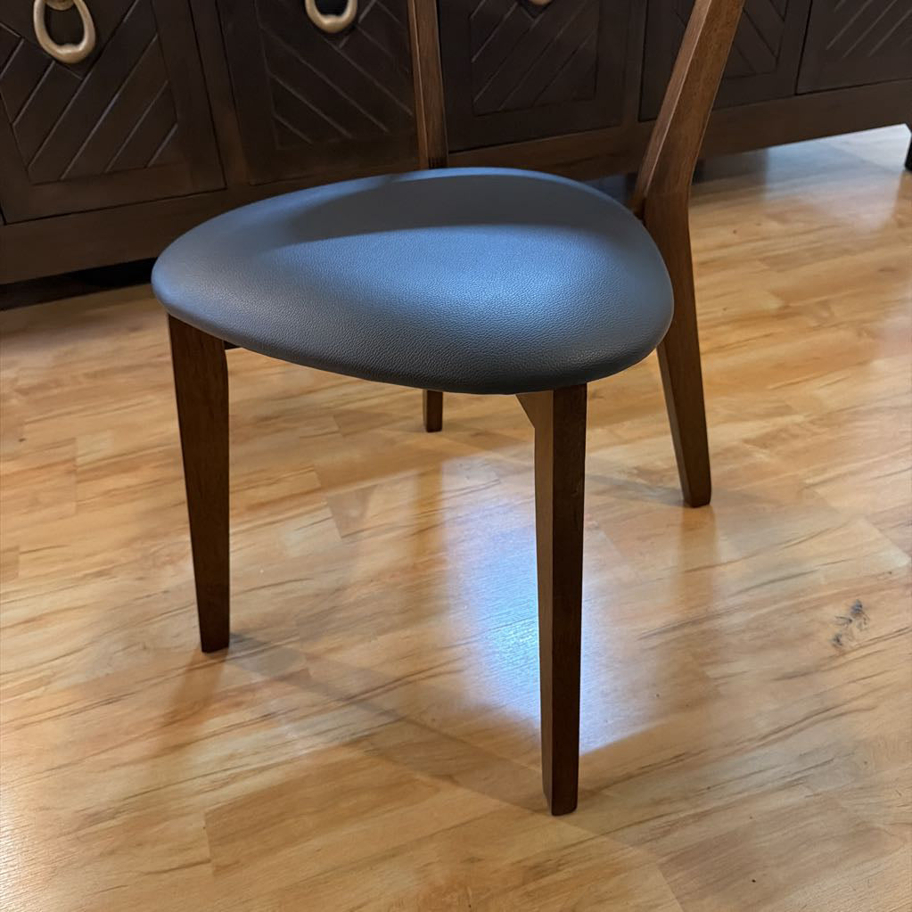 Grey Seat Walnut Chair C DINING CHAIRS