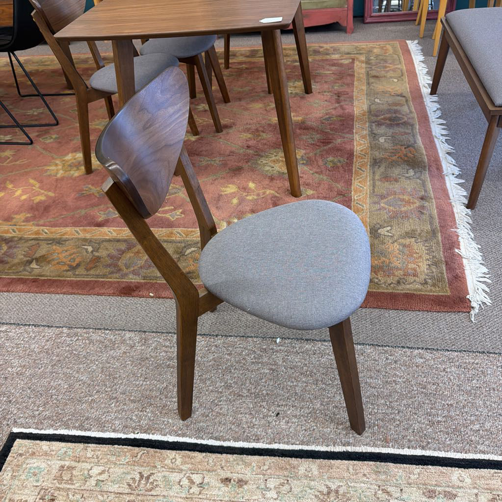 Grey Fabric Walnut Dining Chair C DINING CHAIRS