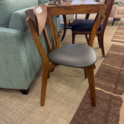 Grey Seat Walnut Chair C DINING CHAIRS