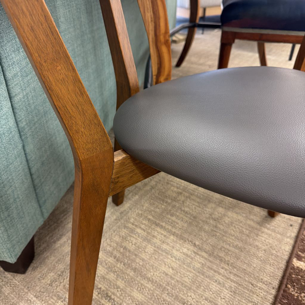 Grey Seat Walnut Chair C DINING CHAIRS