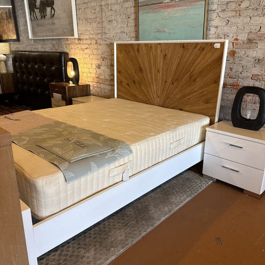 White Pattern Front Queen Bed