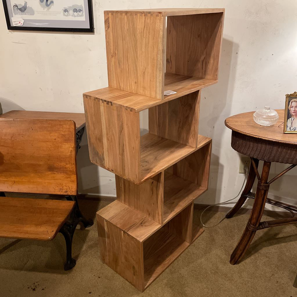 Natural Acacia 4 Cube Shelf C BOOKSHELVES