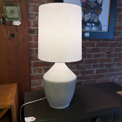 White w Black Speckle Urn Style Large Table Lamp