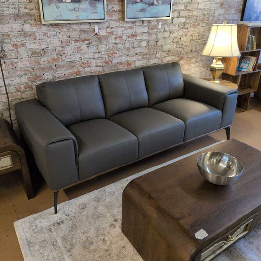 Top Grain Gray Mod Leather Sofa