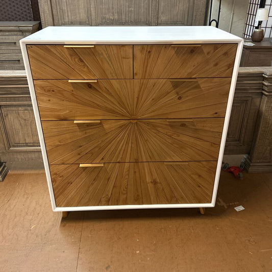 White Pattern Front Highboy
