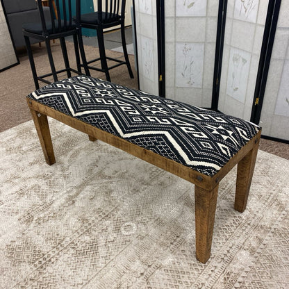Black & White Pattern Bench AS IS C ACCENT BENCHES