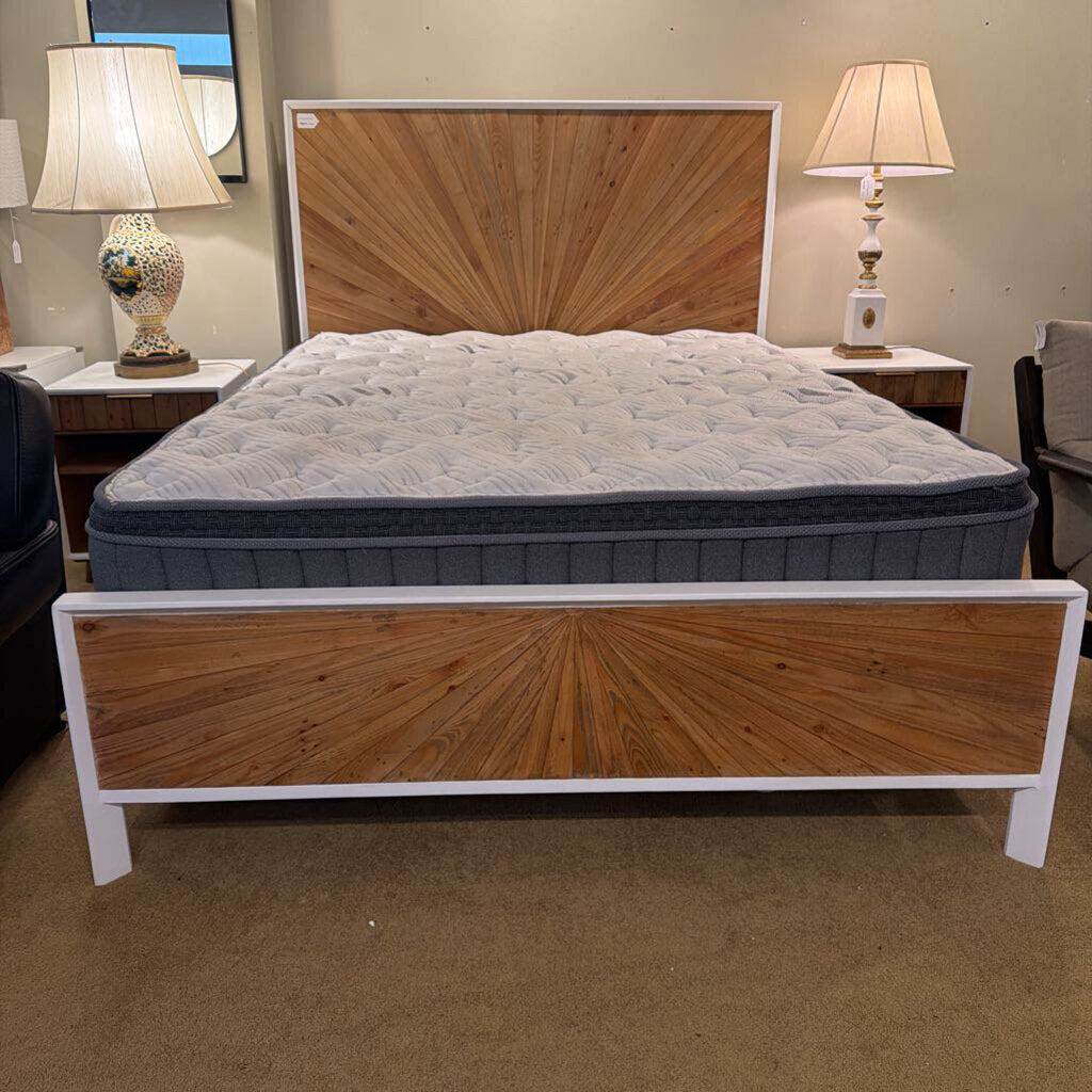 White Pattern Front Queen Bed