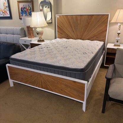 White Pattern Front Queen Bed