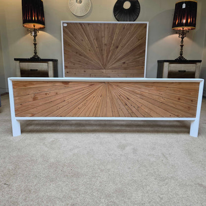 White Pattern Front Queen Bed C BED FRAMES