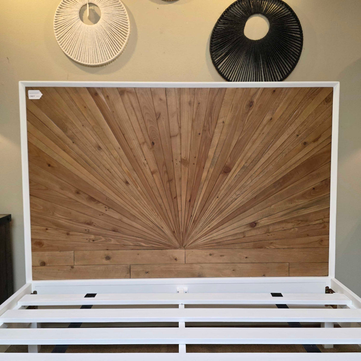 White Pattern Front Queen Bed C BED FRAMES
