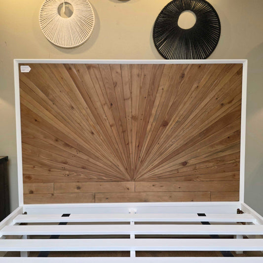 White Pattern Front Queen Bed C BED FRAMES