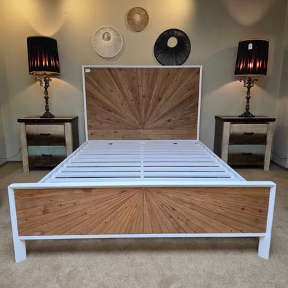 White Pattern Front Queen Bed C BED FRAMES