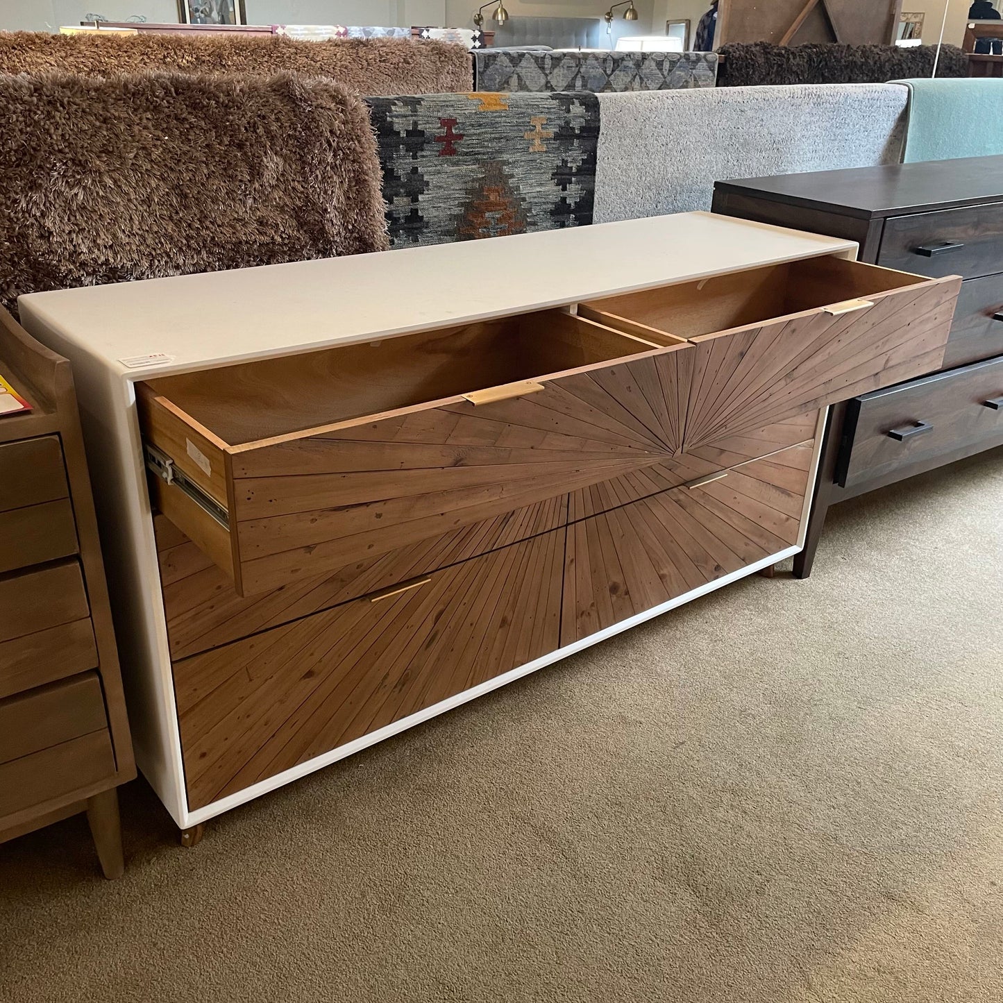 White Pattern Front Dresser C LOWBOYS