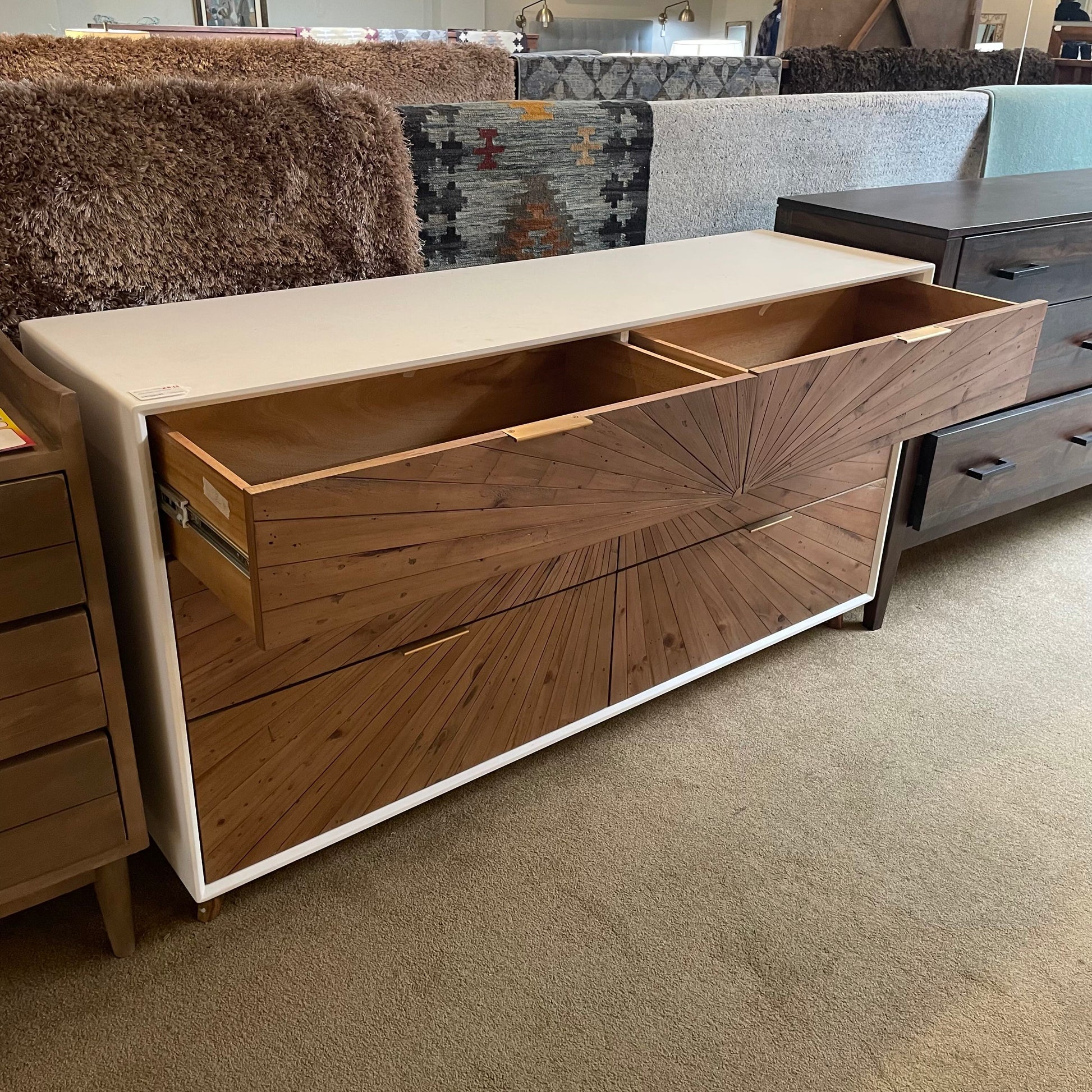 White Pattern Front Dresser C LOWBOYS