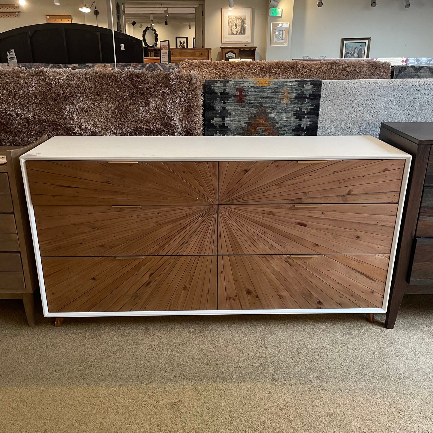 White Pattern Front Dresser C LOWBOYS