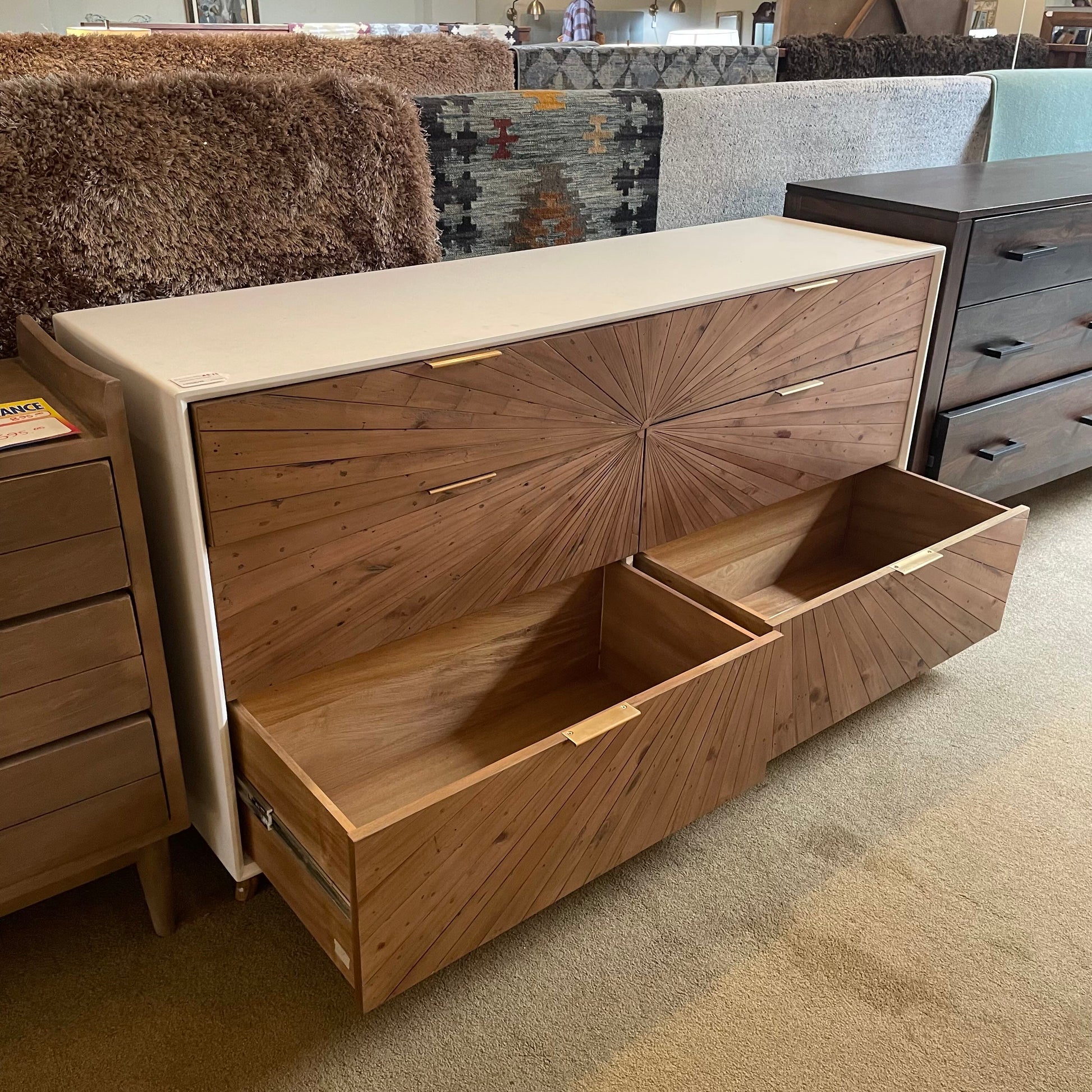 White Pattern Front Dresser C LOWBOYS