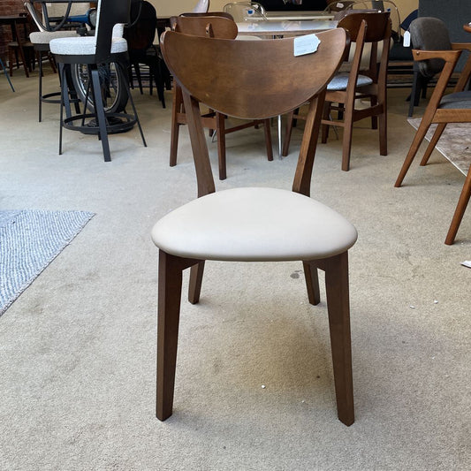 Beige Seat Walnut Chair C DINING CHAIRS