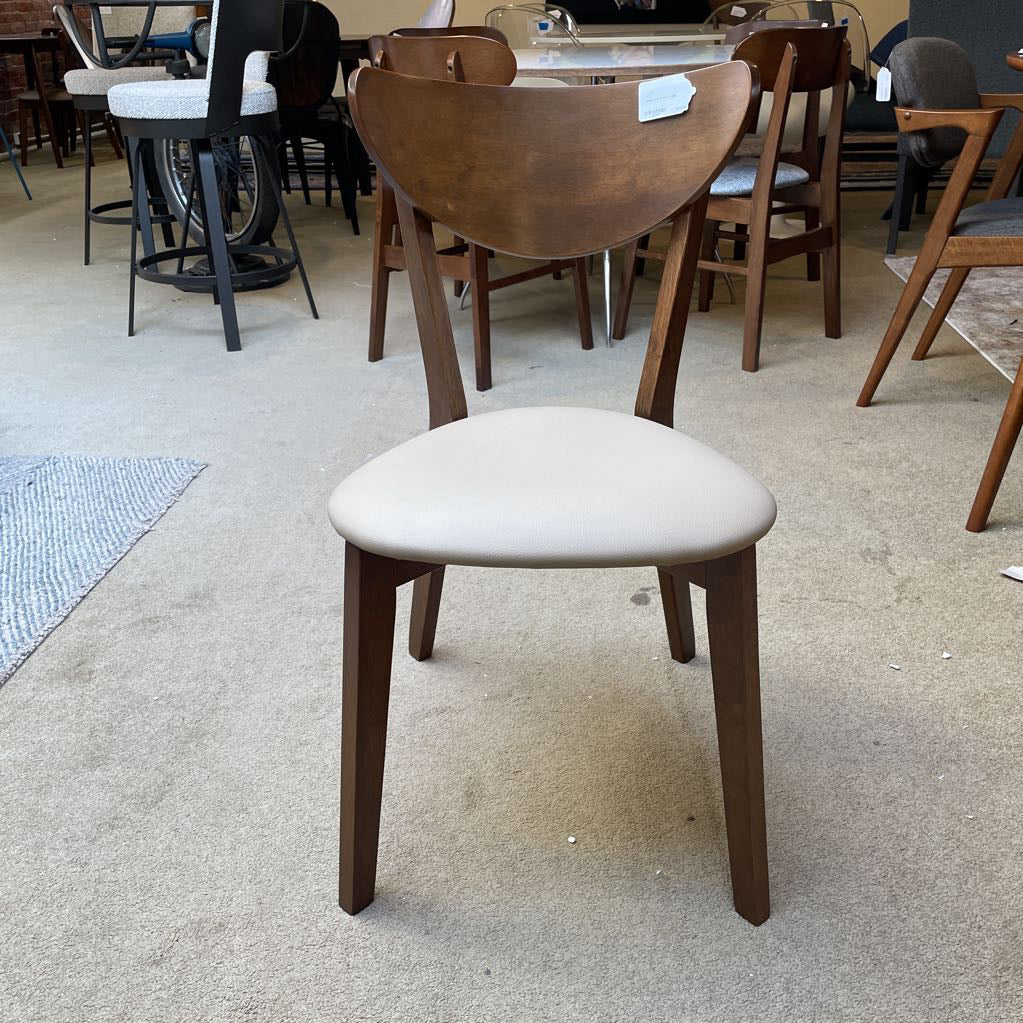 Beige Seat Walnut Chair C DINING CHAIRS