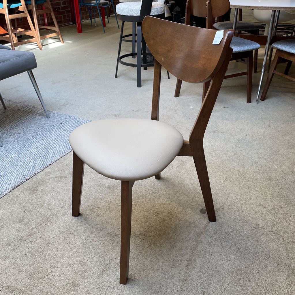 Beige Seat Walnut Chair C DINING CHAIRS
