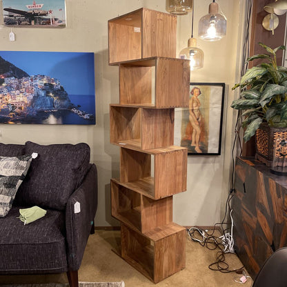 Natural Acacia 6 Cube Shelf C BOOKSHELVES