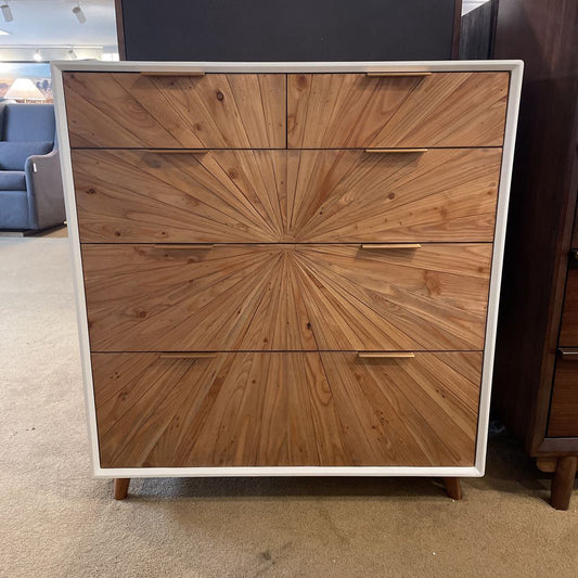 White Pattern Front Highboy