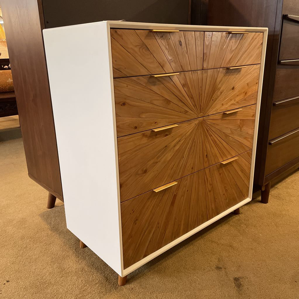 White Pattern Front Highboy