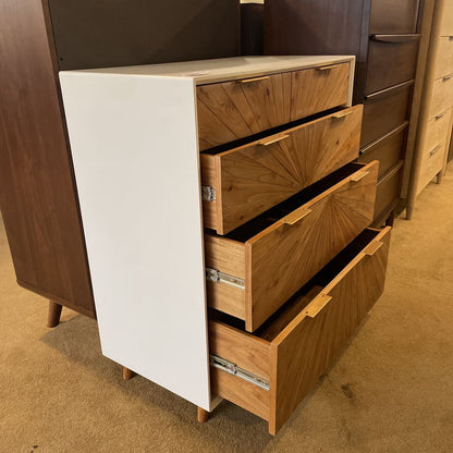 White Pattern Front Highboy