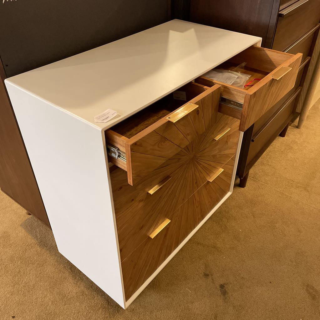 White Pattern Front Highboy