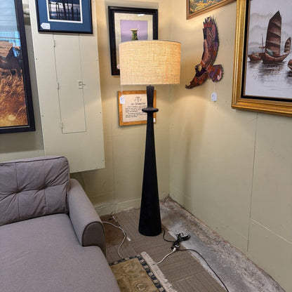 Black Wood Turned Floor Lamp