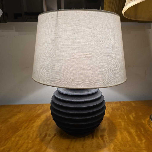 Black Ribbed Table Lamp