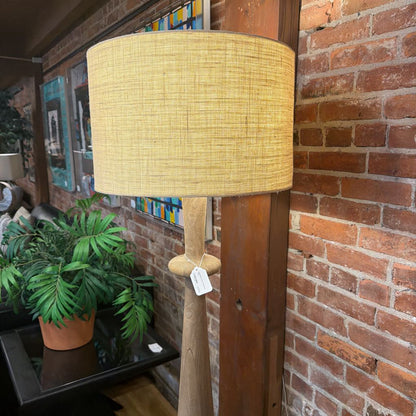 Dark Natural Wood Turned Floor Lamp LAMPS