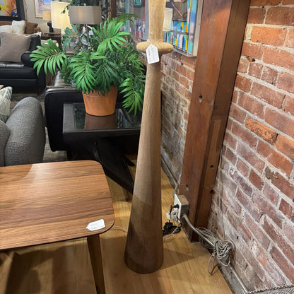 Dark Natural Wood Turned Floor Lamp