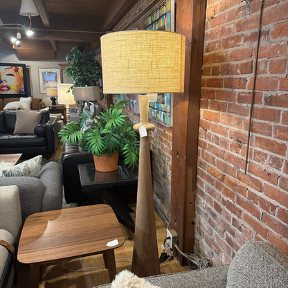 Dark Natural Wood Turned Floor Lamp