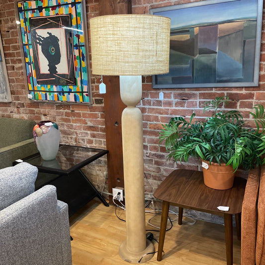 Natural Wood Chunky Floor Lamp