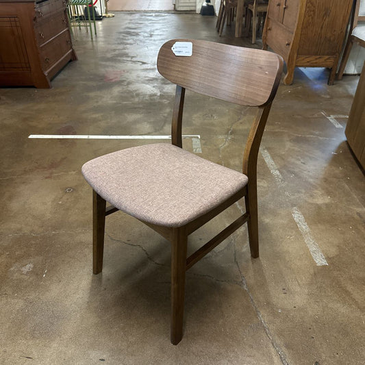 Brown Padded Walnut Dining Chair
