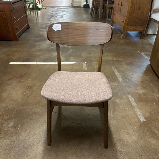 Brown Padded Walnut Dining Chair