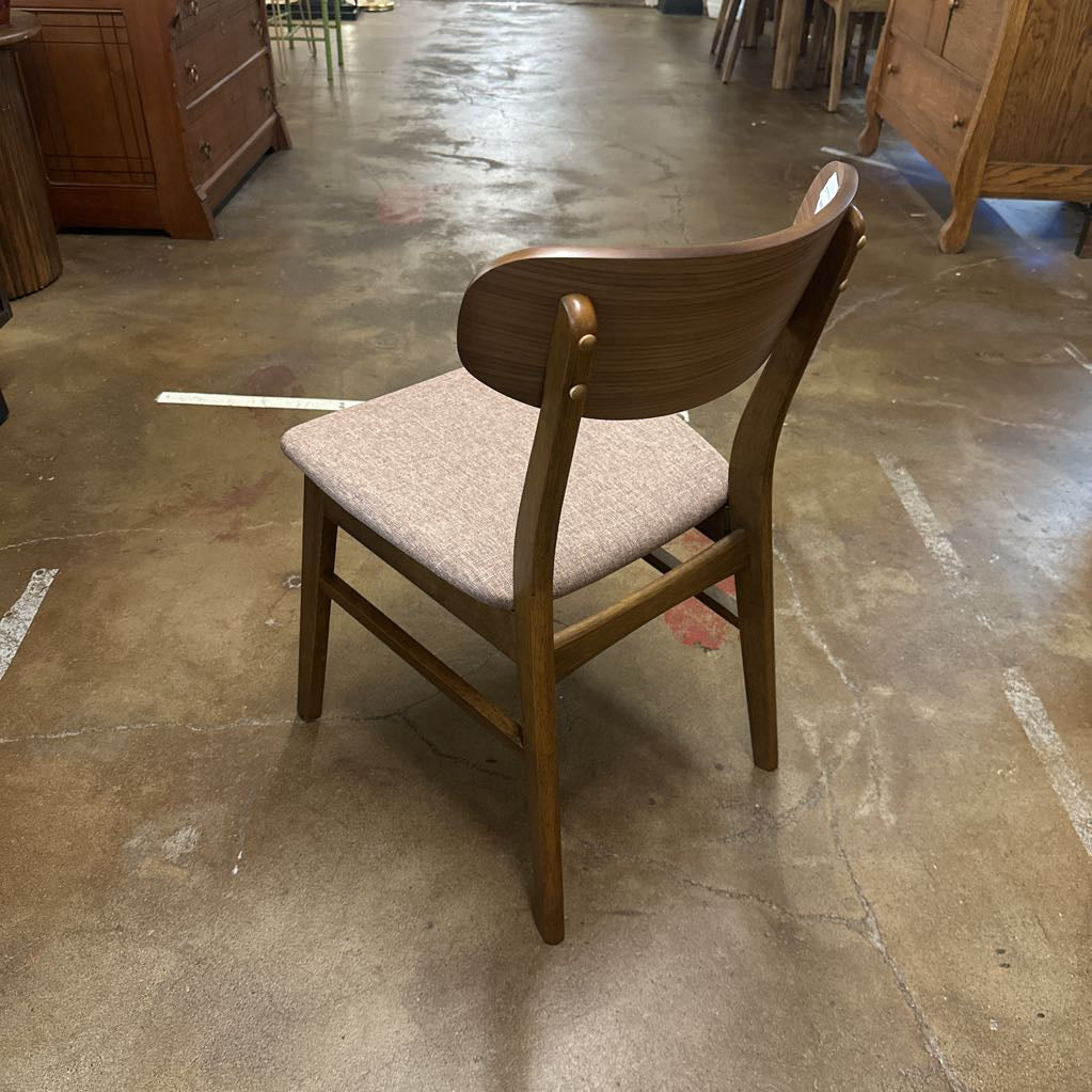 Brown Padded Walnut Dining Chair C DINING CHAIRS