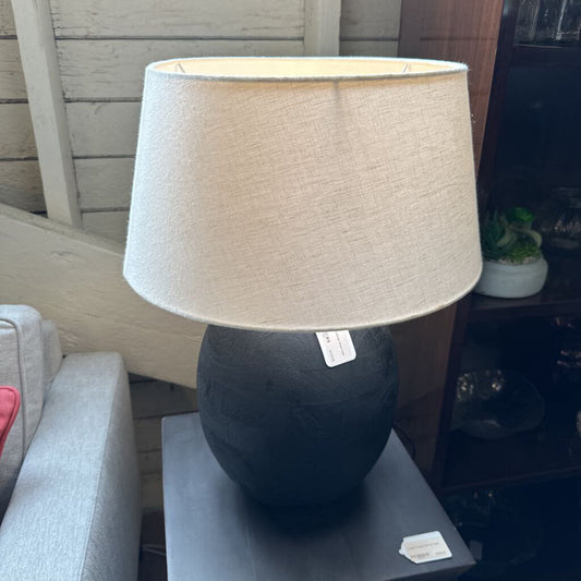 Large Black Mango Wood Table Lamp
