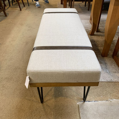 Beige Strapped Wood Bench