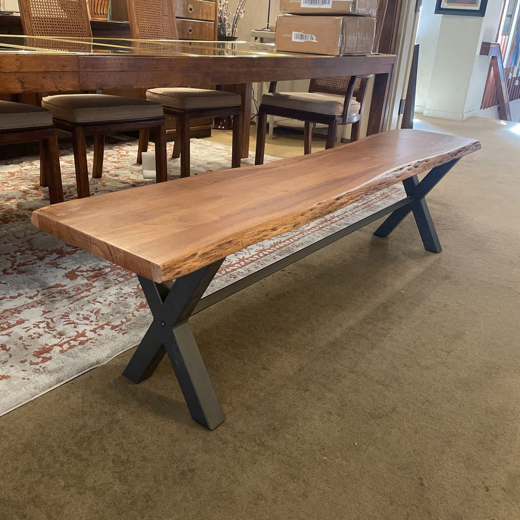 Live Edge Trestle Bench 73" C DINING BENCHES