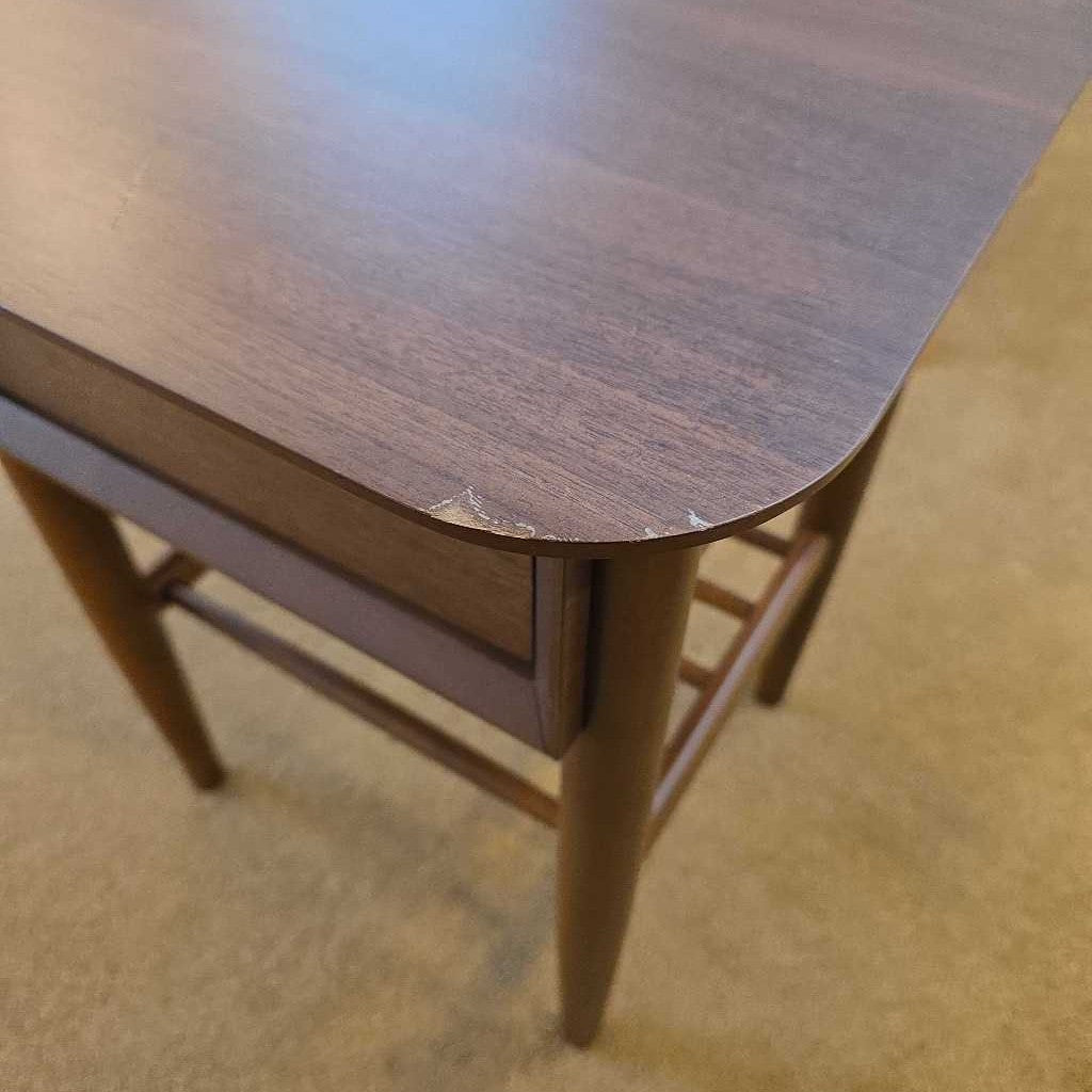 Walnut Single Drawer Slat Shelf Nightstand