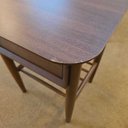 Walnut Single Drawer Slat Shelf Nightstand