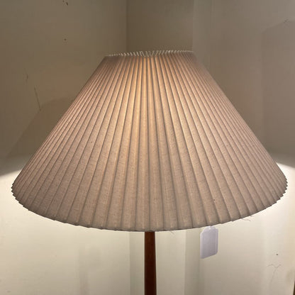 Tapered Wooden Floor Lamp w/ Fluted Shade