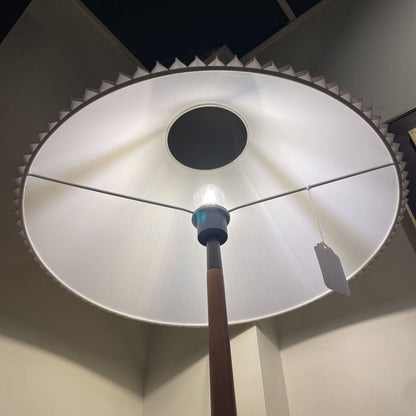 Tapered Wooden Floor Lamp w/ Fluted Shade