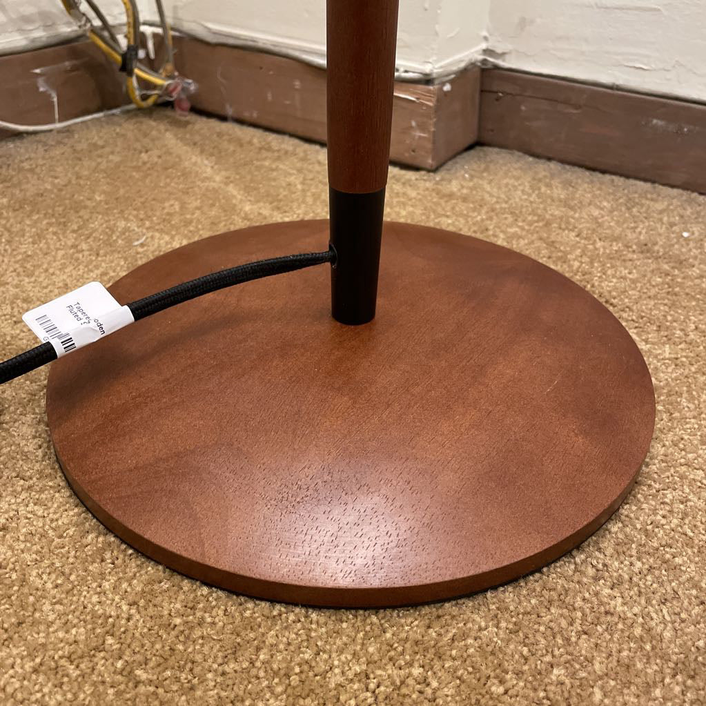 Tapered Wooden Floor Lamp w/ Fluted Shade