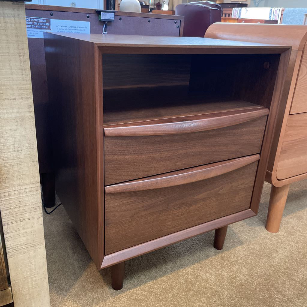 Walnut Two Drawer Nightstand C NIGHTSTANDS