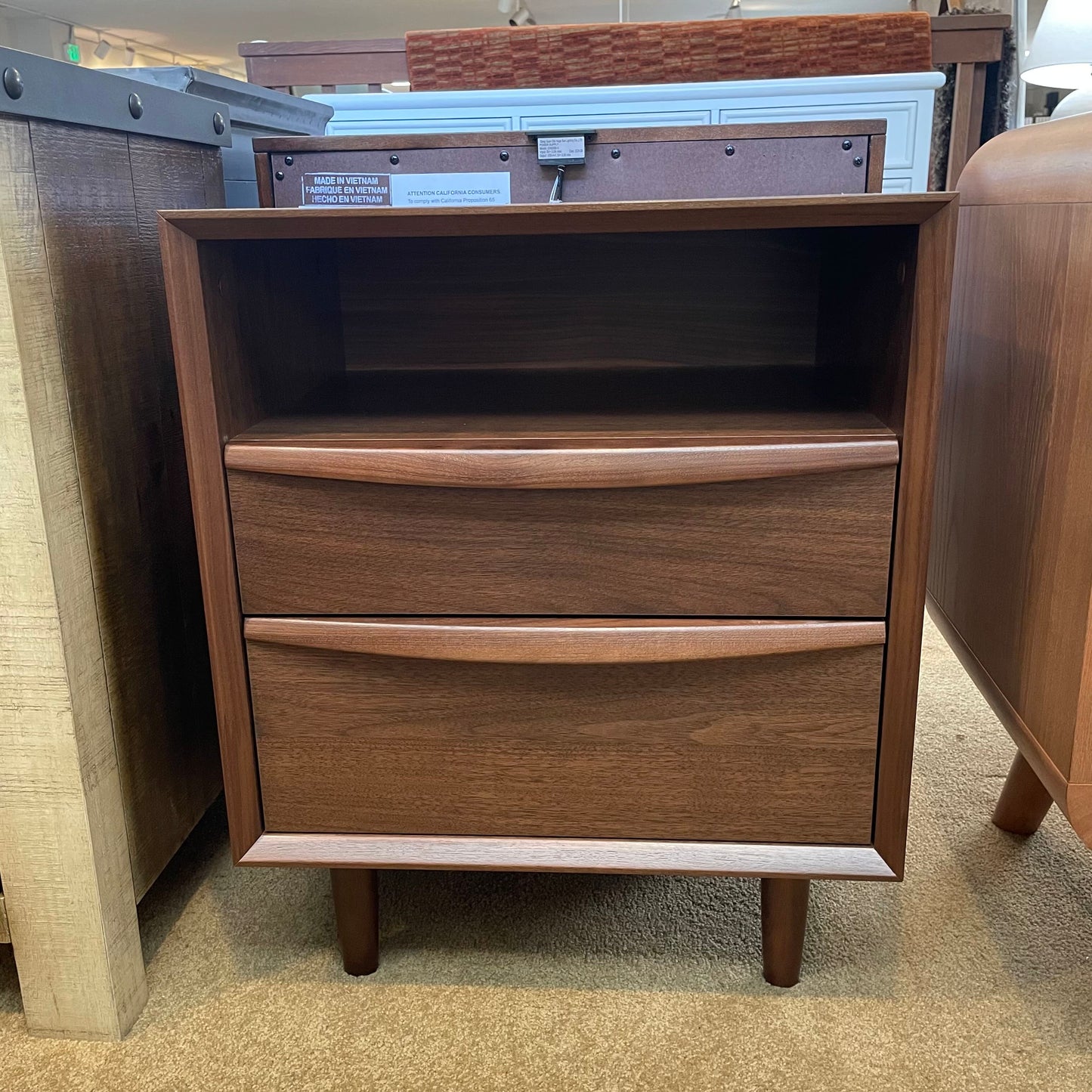 Walnut Two Drawer Nightstand C NIGHTSTANDS